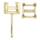 14k Yellow Square Friction-Back Earring w/ V-Prongs