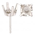 14k White Round 4-Prong Earring w/ Double Notch