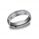 Tungsten Satin Finished Wedding Band With Polished Center Trim 6 mm