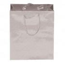 Silver-on-Silver Striped Tote-Style Gift Bags, 3" L x 3.5" W