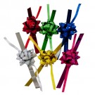 Metallic Self-Adhesive Pull Bows w/Tails in Assorted Colors (Pk/50), 2" L x 2" W