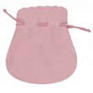 Microsuede Pouches w/Exposed Drawstring in Rose Pink, 7.5" L x 8" W