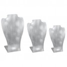 Set of 3 Acrylic Glass Bust Displays in Transparent Smoke, 6 - 12" H" H