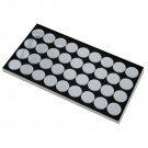 36 Acrylic 1.375" Ø Gem Jars w/Black Flat-Foam Inserts in Black Foam Foam Tray Liners, 14.75" L x 8.25" W