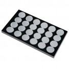 24 Acrylic 1.75" Ø Gem Jars w/Black Flat-Foam Inserts in Black Foam Foam Tray Liners, 14.75" L x 8.25" W