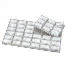 36 Acrylic 2 x 1" Gem Jars w/White Rolled-Foam Inserts in Acrylic Trays, 14.75" L x 8.25" W