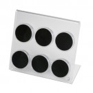 6 Acrylic 1.75" Ø Gem Jars w/Black Flat-Foam Inserts in Acrylic Easels