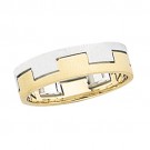 14k Gold 2-Tone Wedding Band w/ Brushed Airline 6 mm