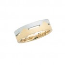 14k Gold 2-Tone Wedding Band w/ Brushed Airline 6 mm
