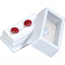 Glass-Top Gem Boxes w/Rolled-Foam Inserts in White, 2" L x 1" W