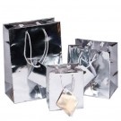 Tote-Style Gift Bags in Glossy Silver, 4.75" L x 6.75" W