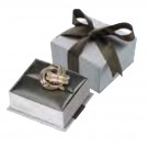 Ribbon Collection Stud Earring Box in Silver & Olive