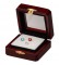 Square Glass-Top Wood Gem Boxes w/Reversible Foam Inserts in Cherry, 2.75" L x 2.75" W